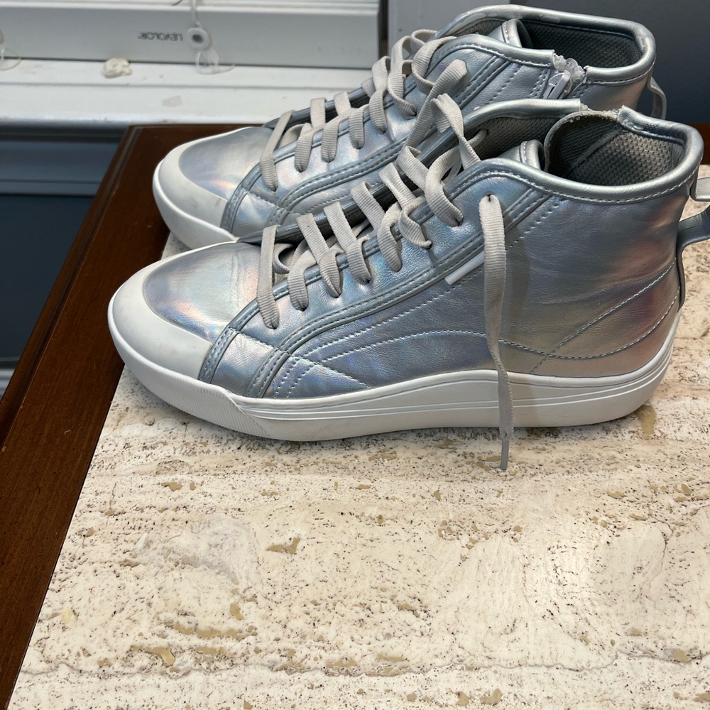 Dr. Scholl's Women's Iridescent Silver High-Top Sneakers